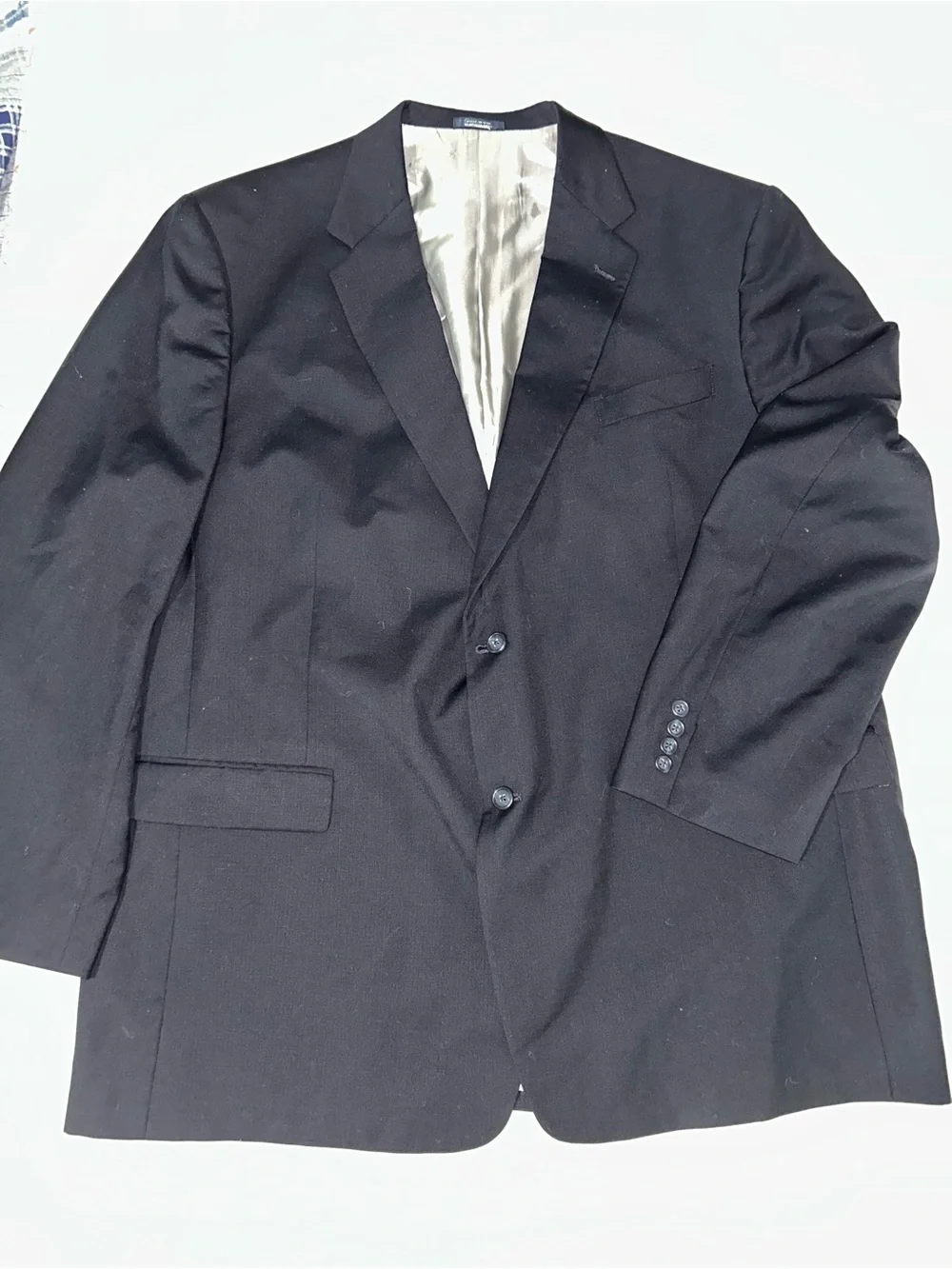 Hart Schaffner Marx Black 2-Button Suit Jacket Blazer & Trousers Set Size ~48-50